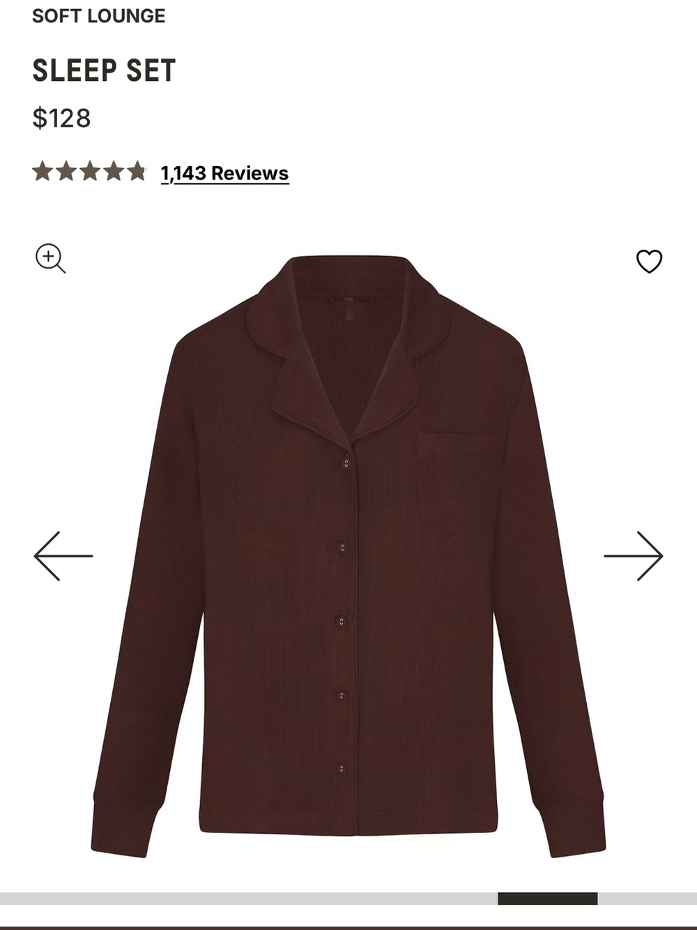 SKIMS Cocoa Brown Button-Front Loungewear Top